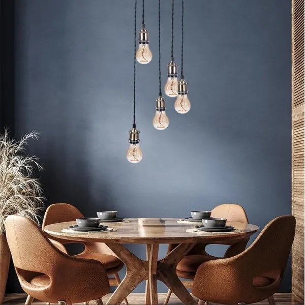 Tápkábel 5xE27/60W/230V bronz