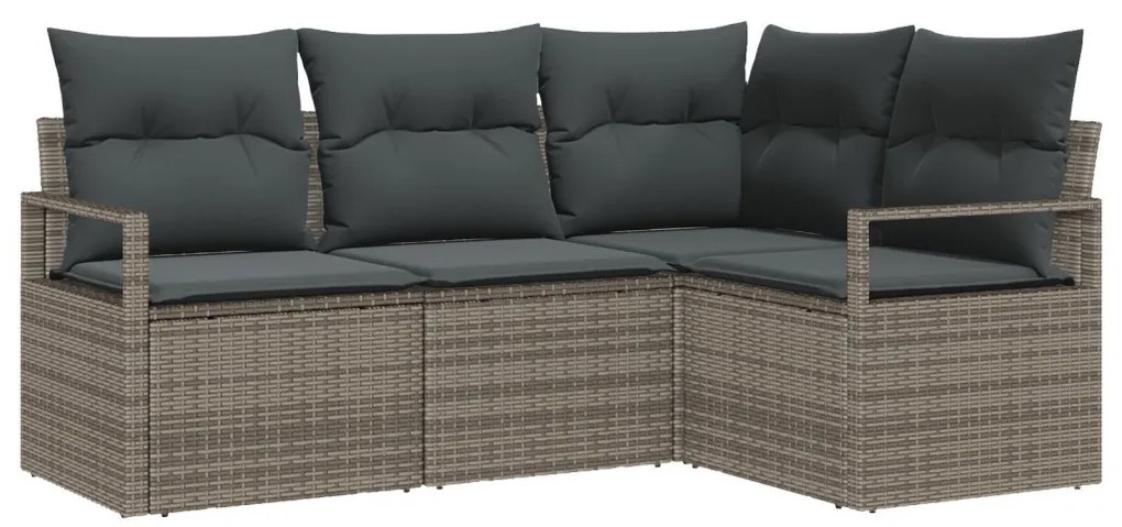 Kerti Kanapé Szett 4 pcs Szürke Poli rattan