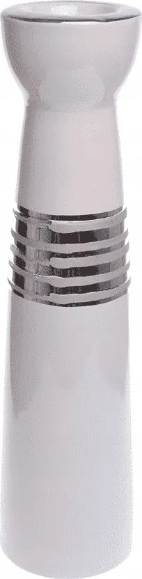 Ezüst glamour üveg gyertyatartó teamécsestartó 9.5x9.5x36 cm