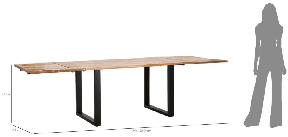Étkező asztal széle -kihúzható- 180x90x77-teljes hossz 280cm