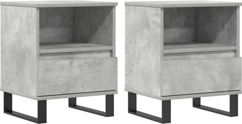 vidaXL 2 db betonszürke szerelt fa éjjeliszekrény 40 x 35 x 50 cm