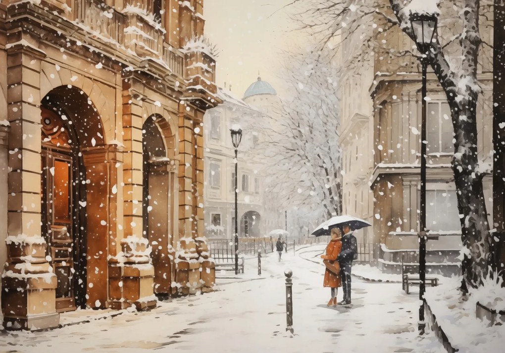 Poszter 66,5x46,5cm Téli séta az óvárosban