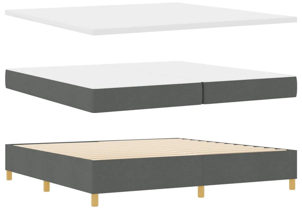 Boxspring Ágy Matrac &amp; Padló Szürke 200x200 cm Szövet