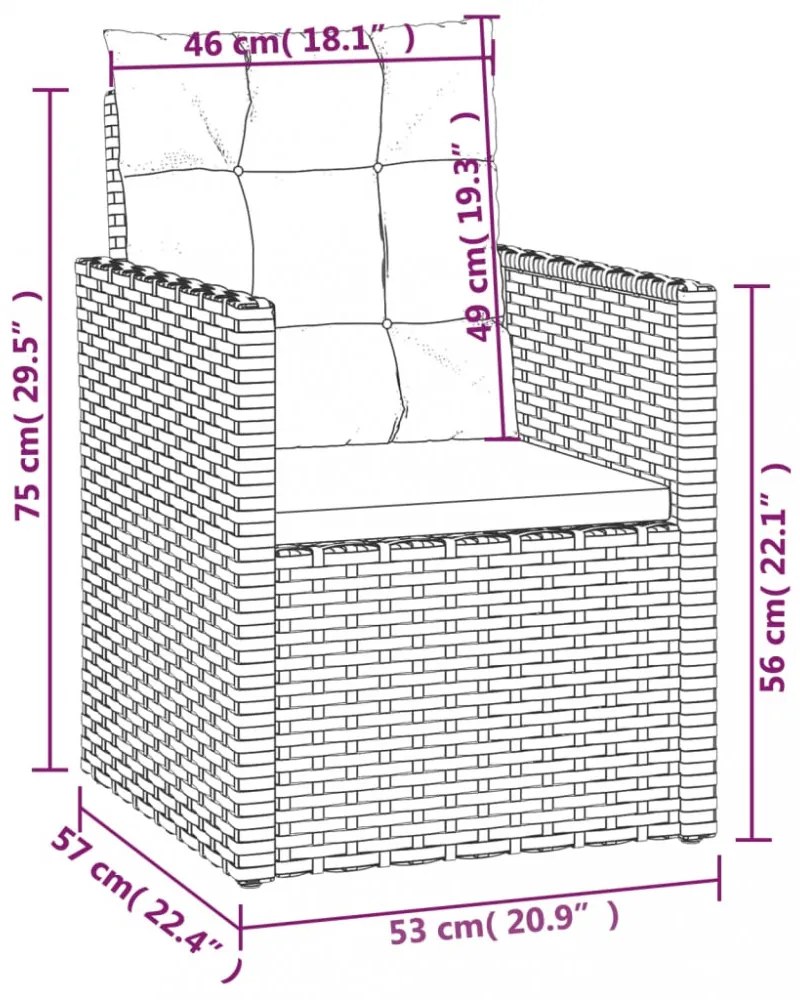 3 részes szürke polyrattan kültéri ülőgarnitúra párnákkal