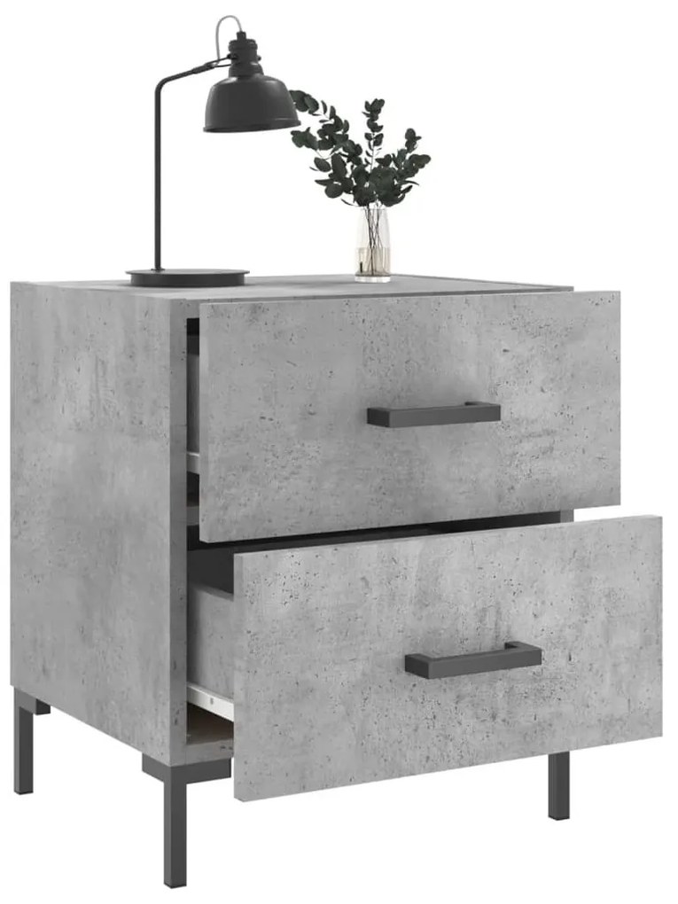 2 db betonszürke szerelt fa éjjeliszekrény 40 x 35 x 47,5 cm