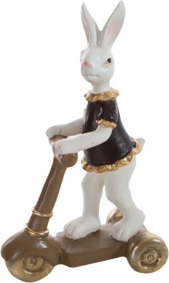 Húsvéti nyuszi figura 18X9X28 cm fehér, fekete kiegészítőkkel