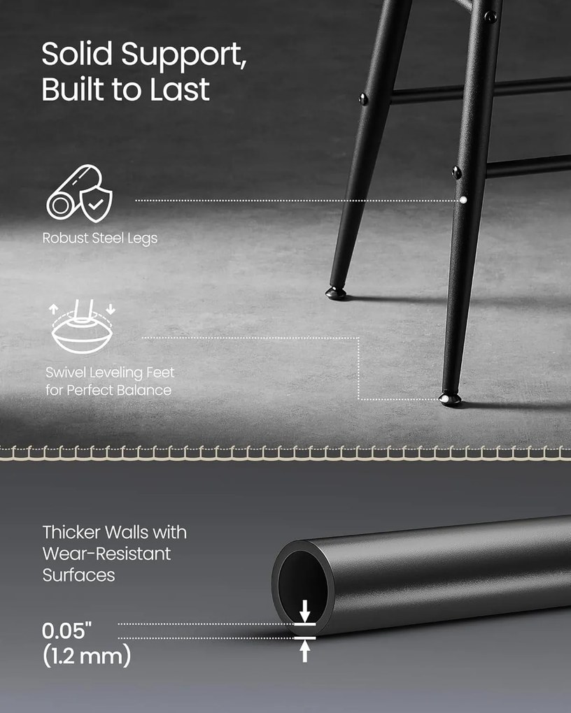 Ekho bárszékek 2db-os készlet, konyhai székek, fekete