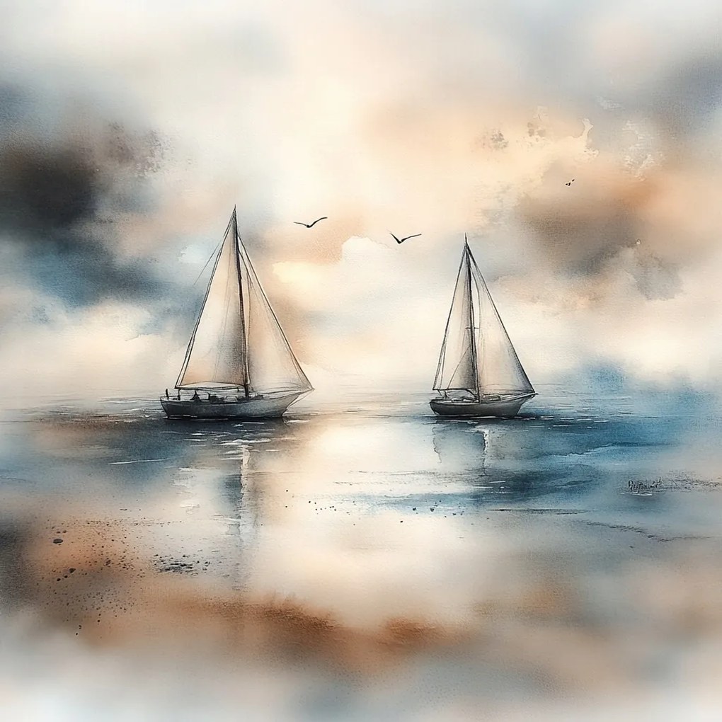 Vászonkép Canvas Tájkép Víz Tó Tenger Vitorlás Pihenés 40x40