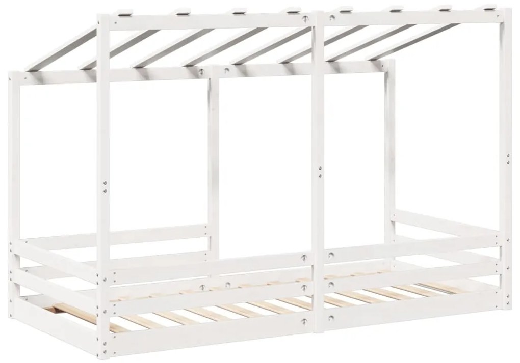 fehér tömör fenyőfa gyerekágy tetővel 90 x 200 cm