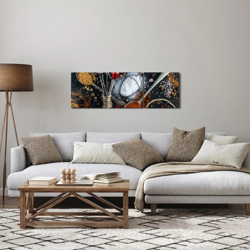 Egy kanál képe fűszerekkel (órával) (90x30 cm)