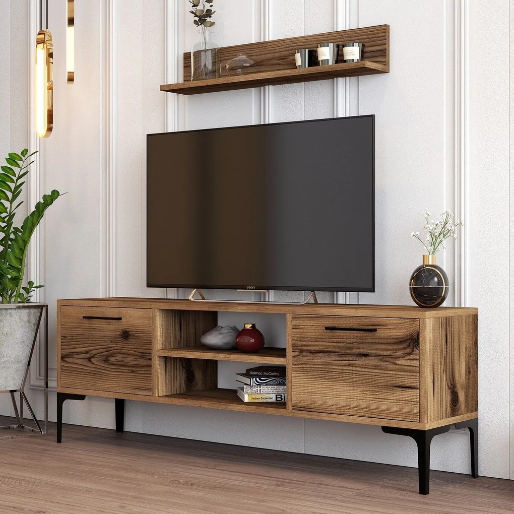 TV szekrény "RIGA" 140x48x30cm, diófa színű