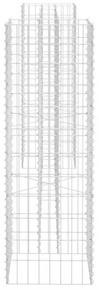 H alakú acéldrót virágtartó gabion 260 x 40 x 120 cm