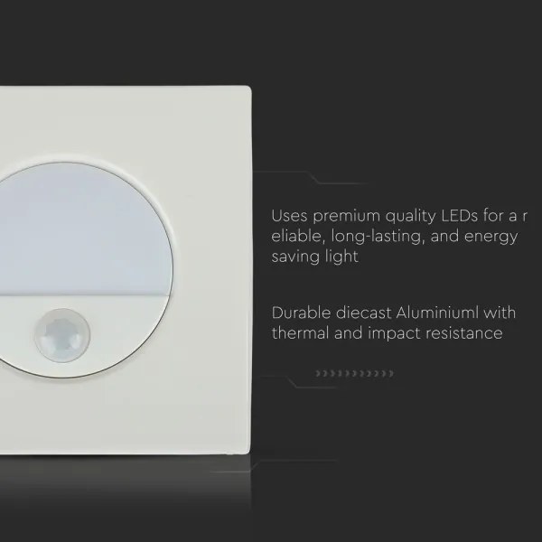 LED lépcsővilágítás mozgásérzékelővel LED/3W/230V 4000K fehér