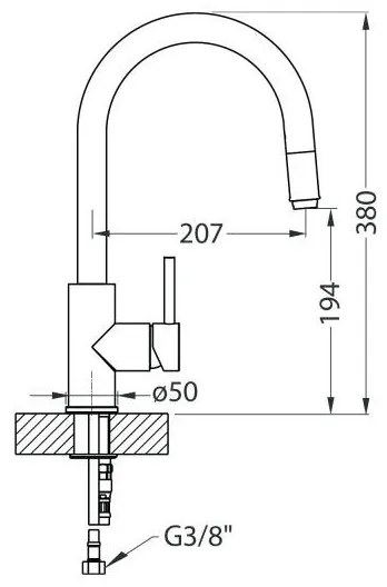 ALVEUS 1129020 - Mosogatócsap kihúzható permetezővel DELOS 38 cm gránit/bézs
