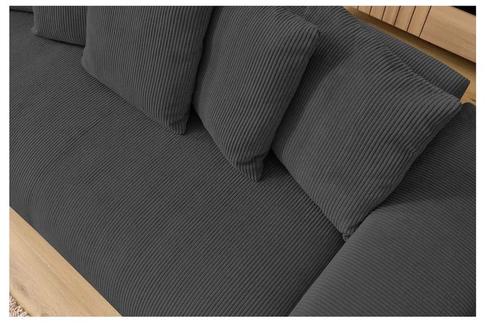 Szürke kordbársony kanapé 280 cm Voltaire – Bobochic Paris