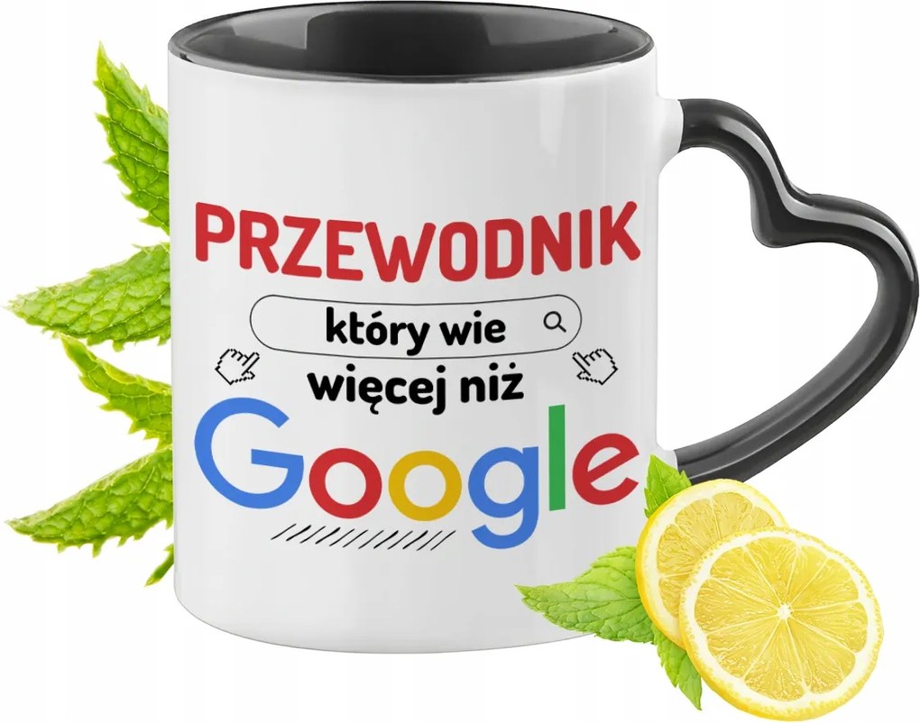 Idegenvezetőnek Fekete Bögre Szív Alakú Füllel Ajándék