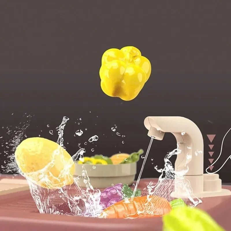 PROCART Gyerekkonyha, 65 db, hideg gőz, fények, hangeffektek, vízkör, zenepanel, 93,5x71x28,5 cm