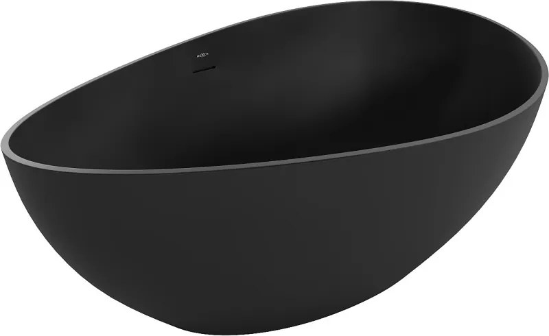 Mexen Parma 160 x 95 cm-es szabadon álló kád konglomerátumból, fekete matt - 57231609570