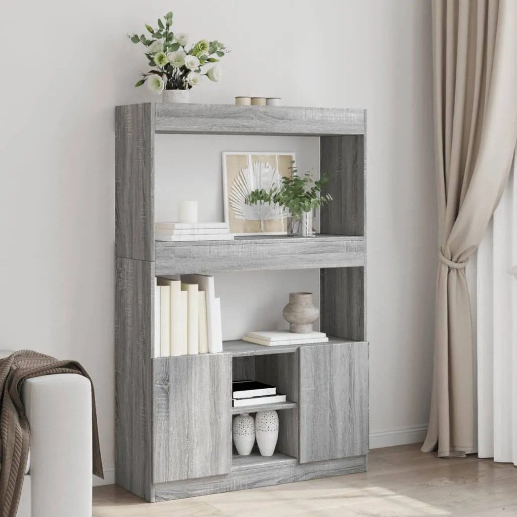 szürke sonoma szerelt fa magasszekrény 92 x 33 x 140 cm