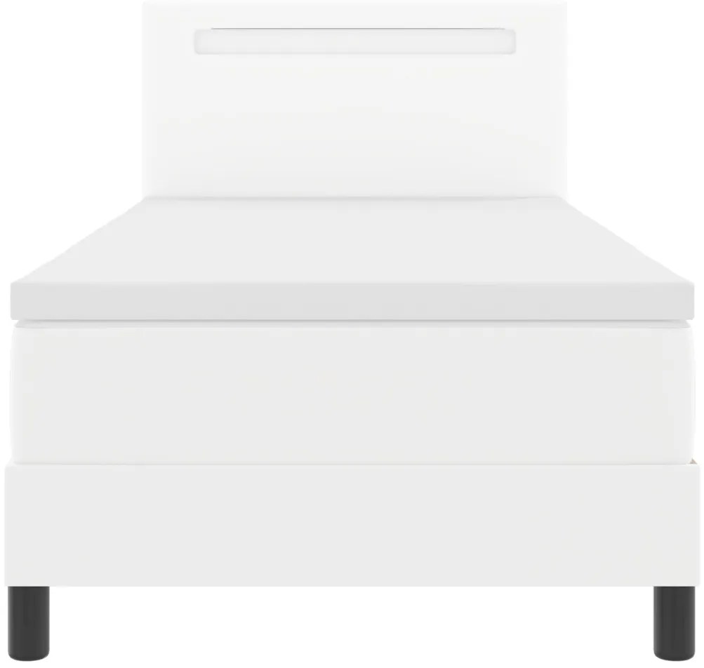 Boxspring Ágy Matraccal - Fehér 100x200 cm Műbőrből.