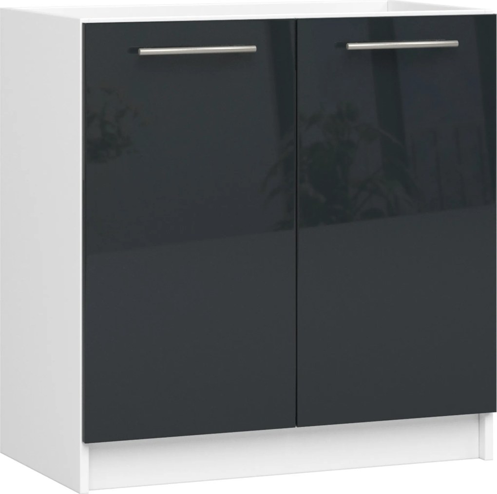 Konyhaszekrény Mosogató Alá Olíva S 80cm Fehér-grafit Fényes Akd