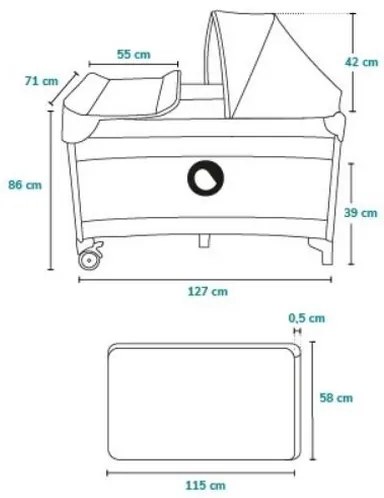 Lionelo - SVEN PLUS utazóágy, szürke/sárga