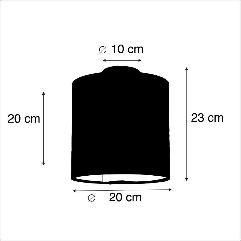 Mennyezeti lámpa bársony árnyékolóval kék arannyal 20 cm - Combi fekete