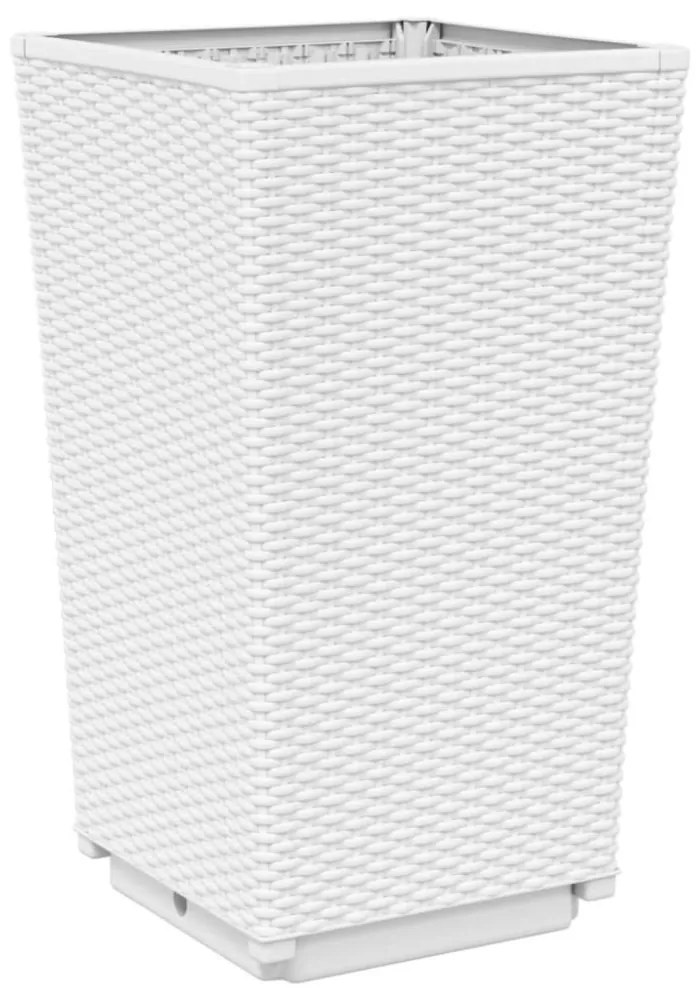 4 db fehér polipropilén kerti ültetőláda 32,5 x 32,5 x 57 cm