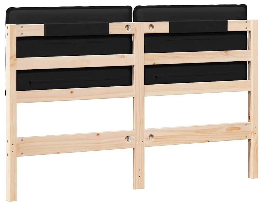 Kárpitozott fejtámla Természetes és fekete 150 cm Tömör fenyőfa