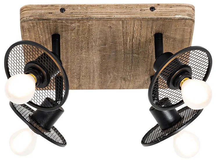 Ipari mennyezeti spotlámpa fekete fával 4 lámpás - Jasmine