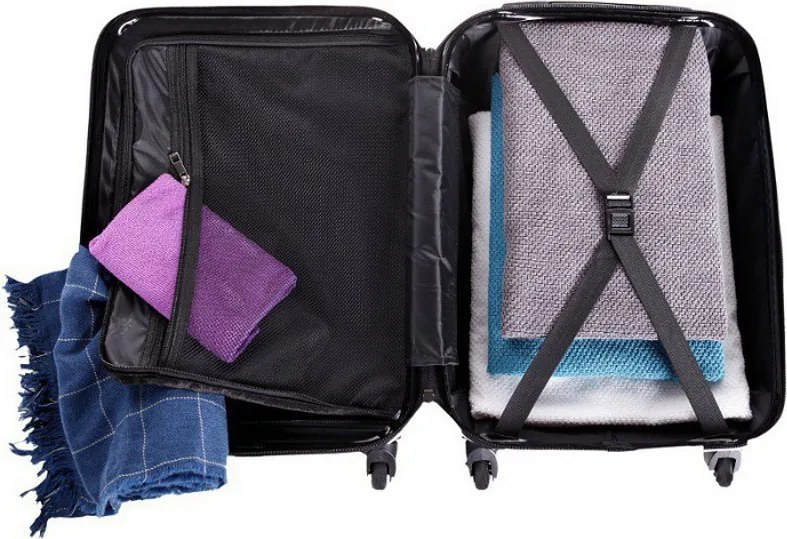 Fekete 2 részes szett keményfedeles bőrönddel „Motion” – M, L + M, XL