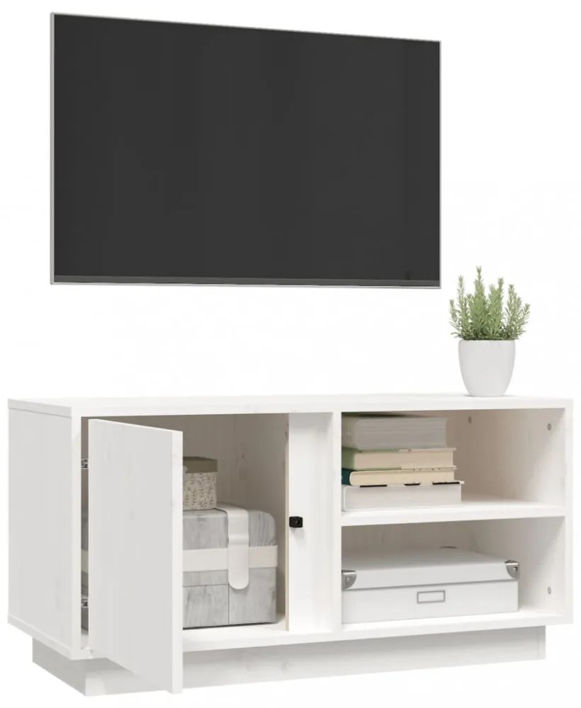 fehér tömör fenyőfa TV-szekrény 80 x 35 x 40,5 cm