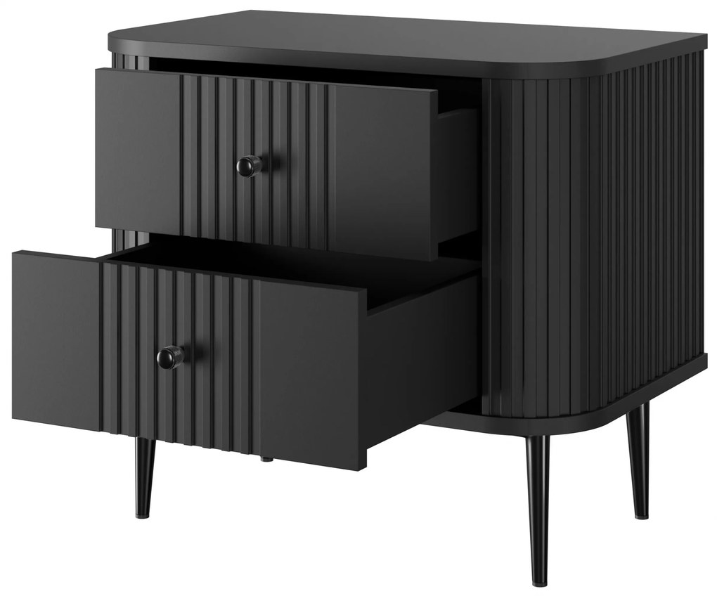 Vesper éjjeliszekrény készlet 56 cm - fekete / fekete lábak