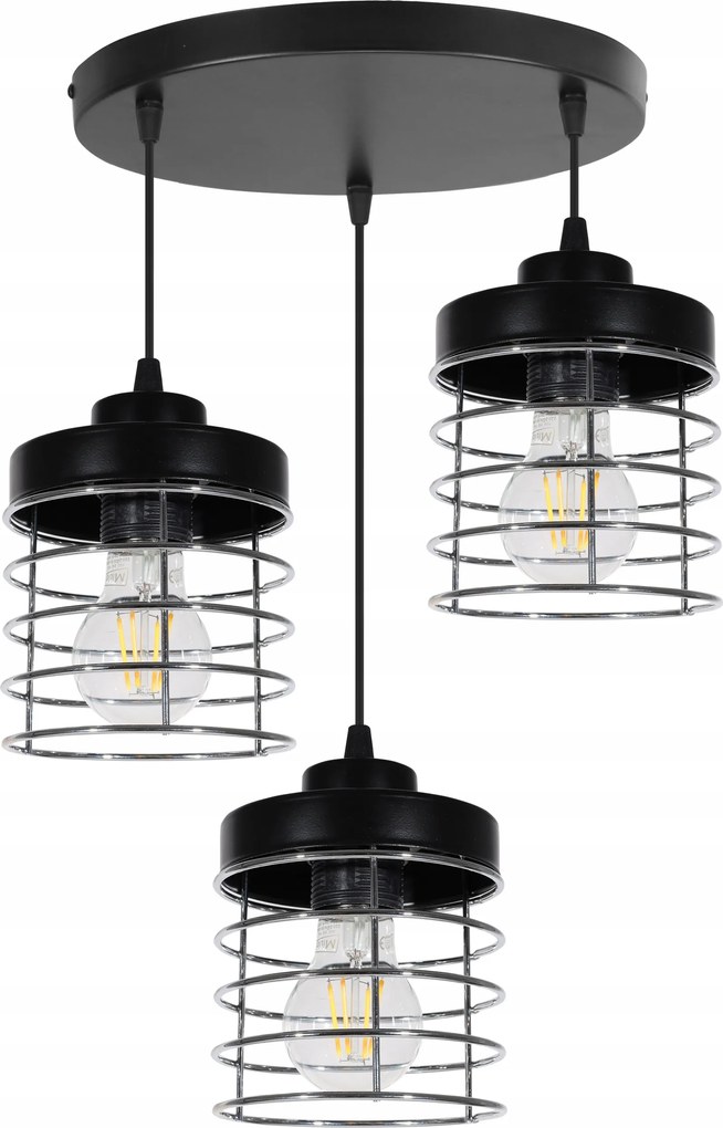 Mennyezeti Lámpa Lógó Csillár Hármas Króm Ezüst Loft Glamour Fém