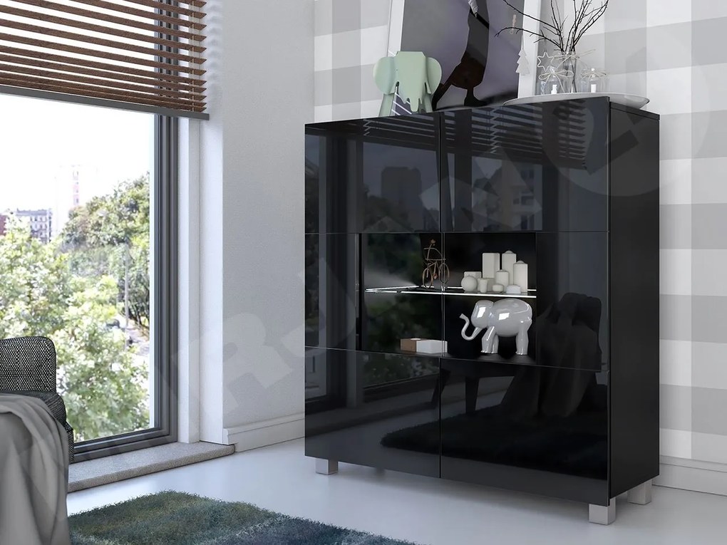 Vitrin Brenali BR01 (fekete + fényes fekete) (kék LED világítás). 1053847