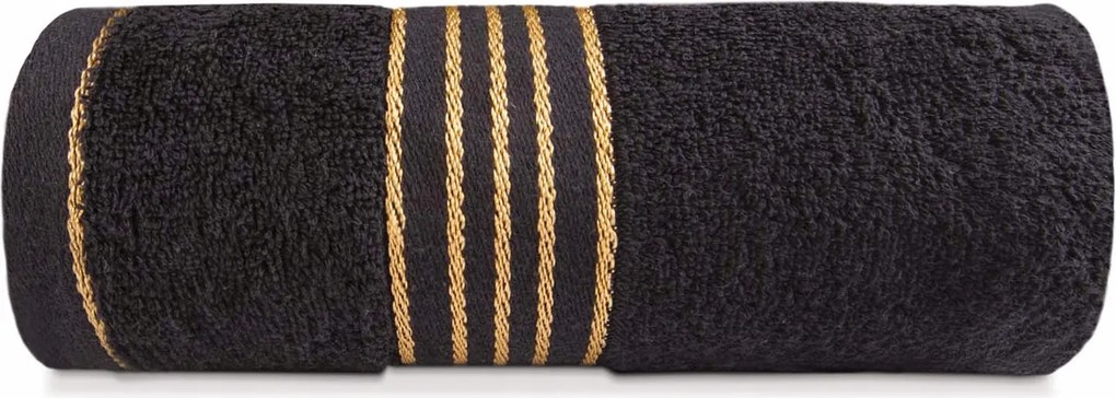 Tiwano fürdőlepedő fekete, arany bordűrrel 30x50cm pamut Darymex