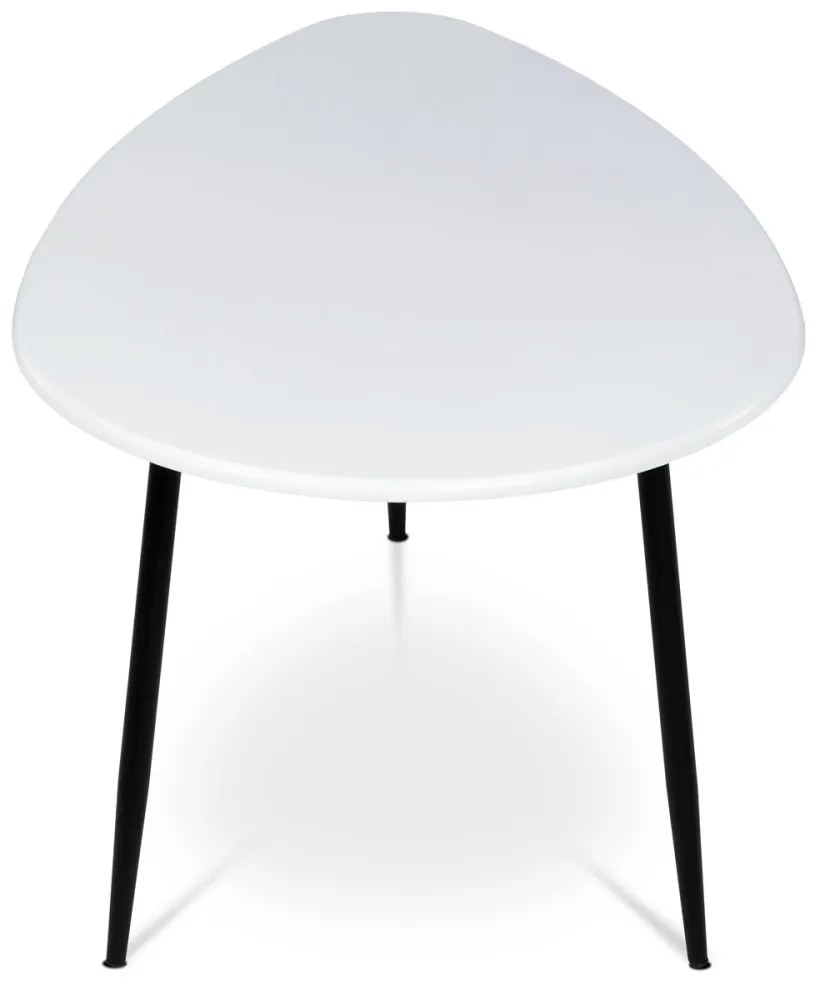 Masă de cafea modernă în alb mat cu picioare din metal negru. AF-3012