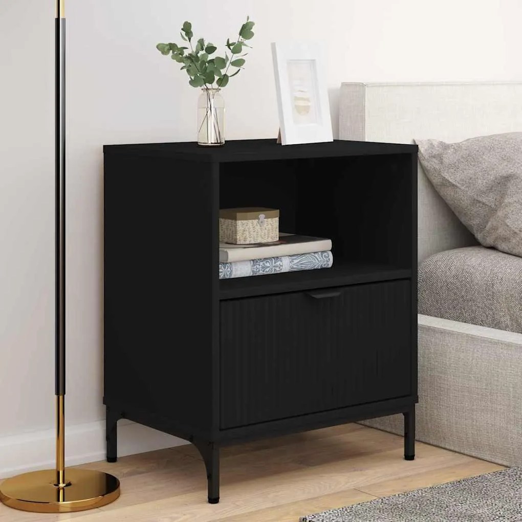 Éjjeliszekrények fiókkal 2 pcs Fekete 49 x 36 x 61 cm Faanyag