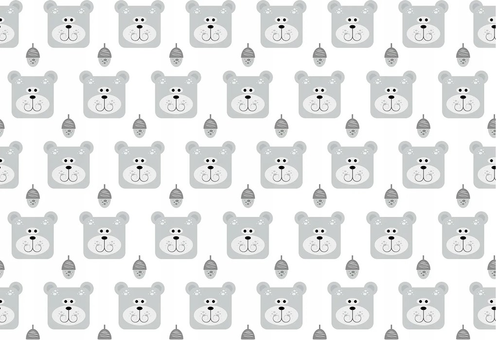 Tapéta mackók makkal semleges minta a gyerekszobába 208x146 +ragasztó