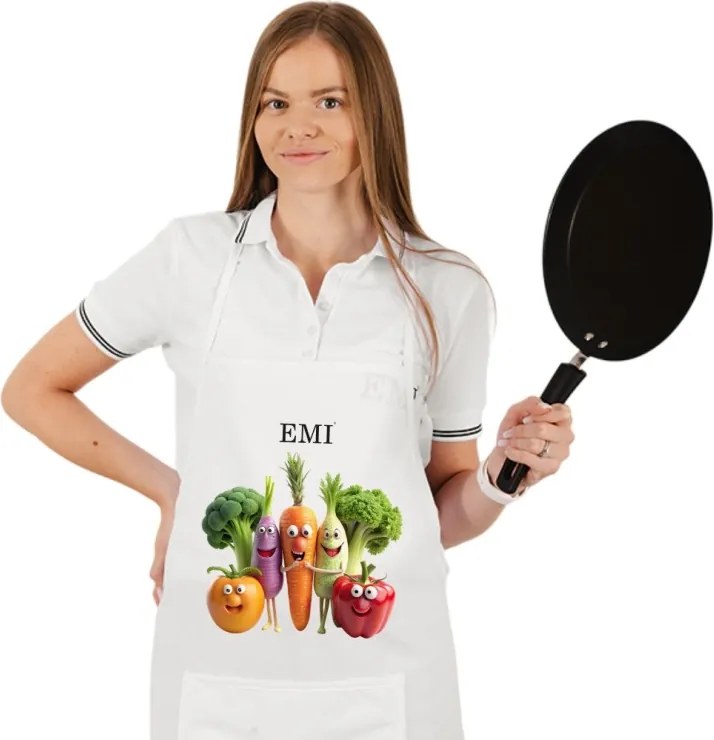 EMI Happy Veggie konyhai kötény, Fehér