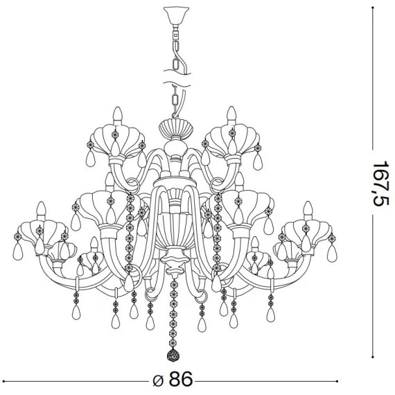 Ideal Lux - Kristály csillár láncon CONTINENTAL 12xE14/40W/230V átm. 86cm átlátszó