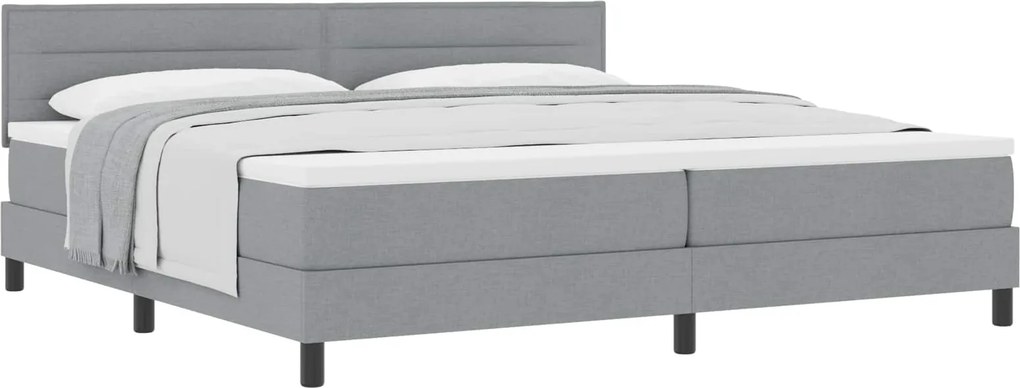 vidaXL Boxrugós ágy matracmal Világosszürke 200 x 200 cm szövet