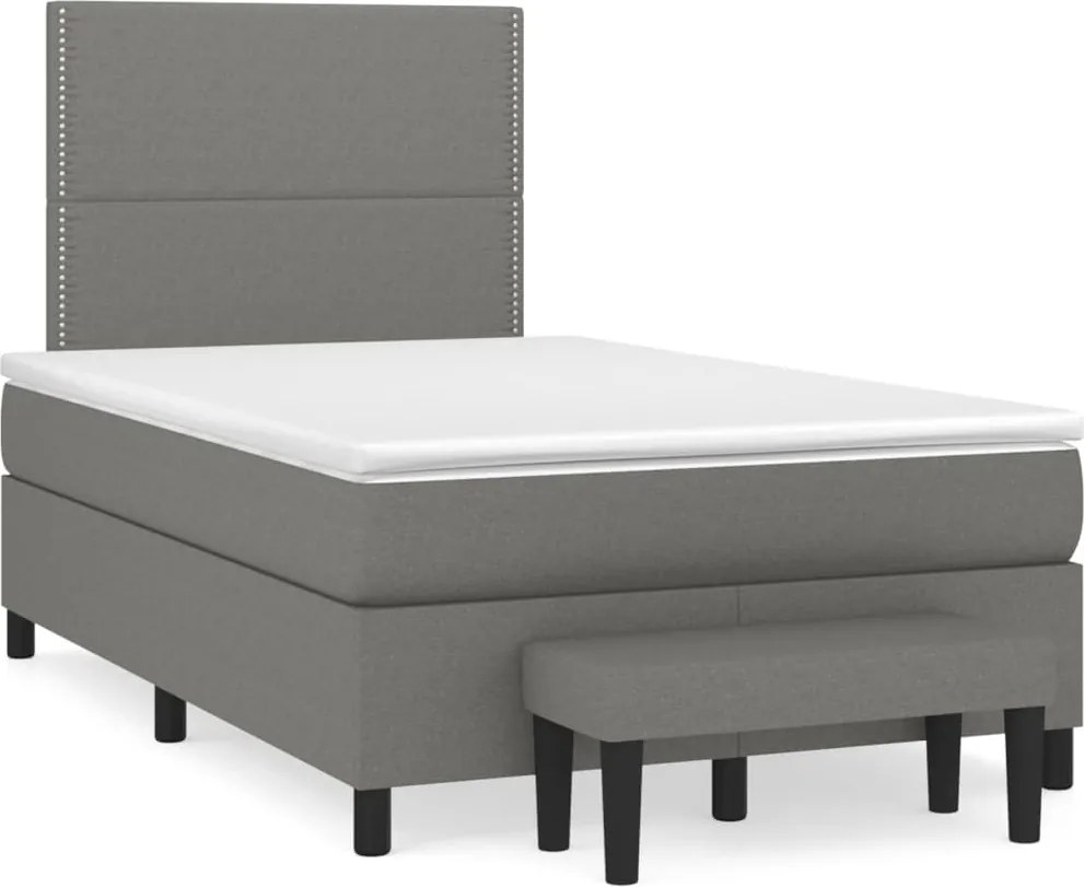 vidaXL sötétszürke szövet rugós ágy matraccal 120 x 200 cm