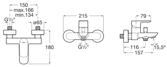 Roca A5A026EC00 - CALA fürdőkád csaptelep, fényes króm kivitel
