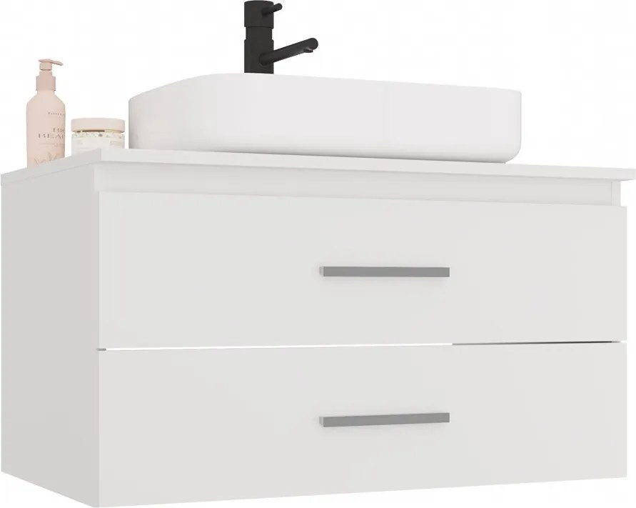 Mosdószekrény Nel 80 Fürdőszobai Fehér Akasztós 2 Fiókos 80x50x45 CM