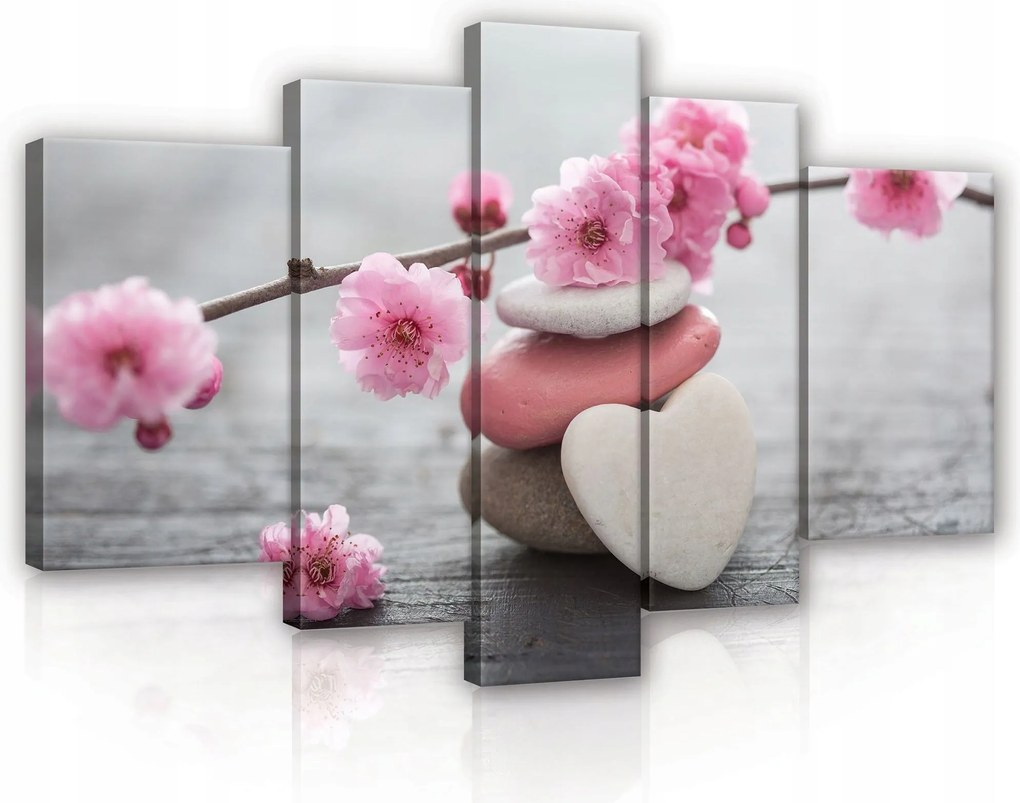 Vászonkép 170x100 Zen nyugalom harmónia sakura kövek egyensúly természet