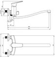 Deante Boro, falra szerelhető mosdókagyló csaptelep 150mm, kiterjesztett karral és zuhanysimító csatlakozással, króm, BMO_056M