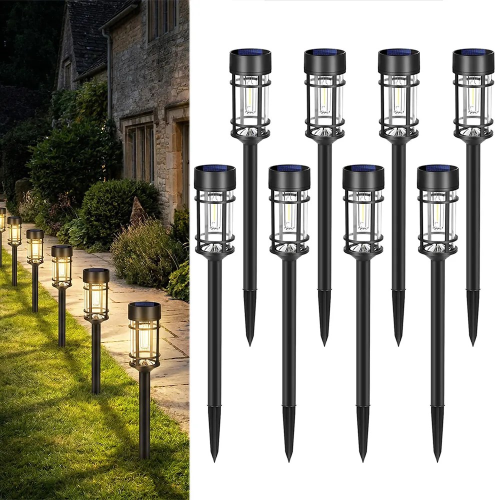8x Led napelemes lámpa Kerti Oszlop Beszúrható Led napelemes kerti lámpa