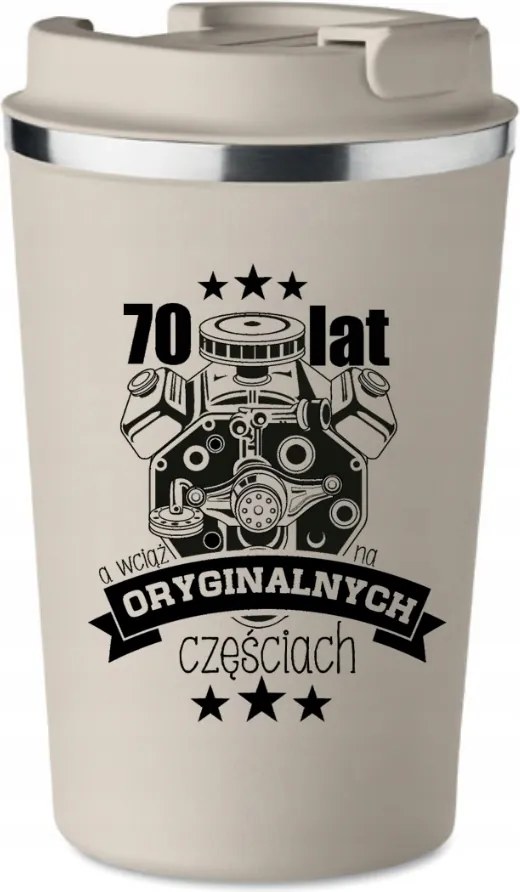 Prémium Termo Bögre bézs vicces ajándék 70 éves Születésnapra KT_403