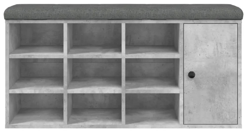 betonszürke szerelt fa cipőtároló pad 102 x 32 x 50 cm
